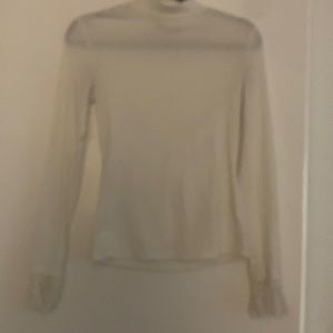 Shein ribbed long sleeve white tee with lace bell sleeves